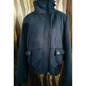 Vintage 90s dELiA's navy blue wool blend bomber jacket. Size XL.